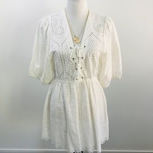 {Forever 21} White Woven Mini Dress Size Large